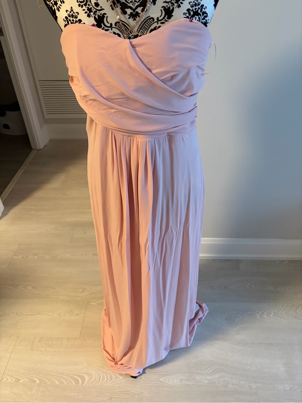 Mango Strapless Pink Ruched Maxi Dress - Picture 4 of 7